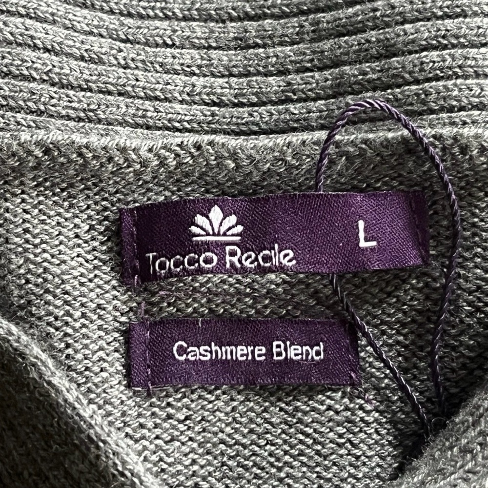 Tocco Reale Shawl Collar Sweater Men Large Gray Wool Cashmere Blend Grandpa Soft - Picture 3 of 12